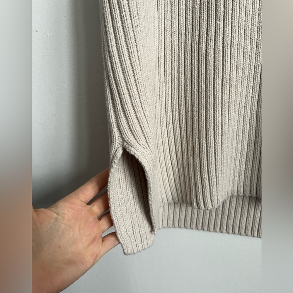 H&M Women Cream Knit Ribbed Boho Oversized Relaxed Sweater Vest S Small - Picture 3 of 6
